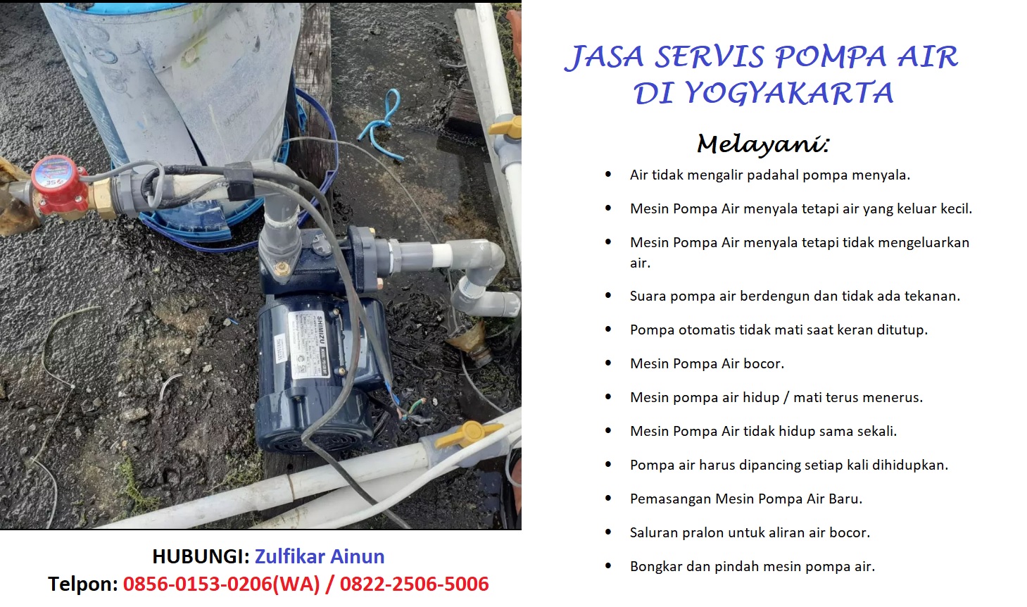 Service Pompa Air di Yogyakarta Melayani Konsultasi 24 Jam Panggilan 